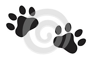 Silhouette of a cat's paw. Paw prints. The dog and cat puppy icon. A trace of a pet. The puppy's paws are