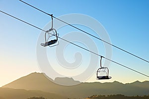 Silhouette of a chairlift in Candanchu, Pyrenees