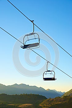 Silhouette of a chairlift in Candanchu, Pyrenees