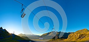 Silhouette of a chairlift in Candanchu, Pyrenees