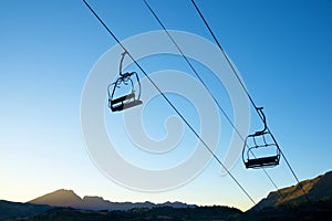 Silhouette of a chairlift in Candanchu, Pyrenees