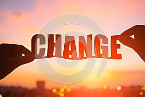 Silhouette of change word