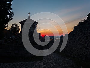 Silhouette of the chapel of St. Petka at Kalemegdan, Beograd