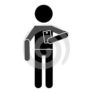 Silhouette character holding smartphone technology