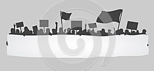 Silhouette of cheering or protesting crowd