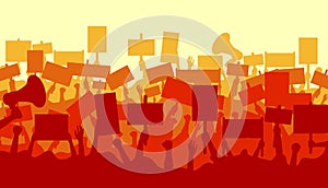 People holding protests banners