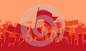 Silhouette of cheering or riot protesting crowd