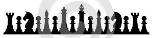 Silhouette of chess figures on white