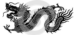 Silhouette of Chinese dragon crawling