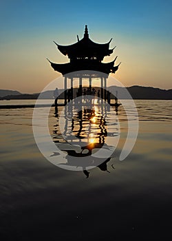 Silhouette of Chinese gloriette