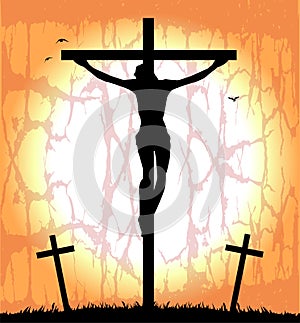 Silhouette of Christ on the cross