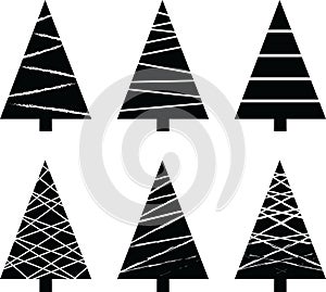 Silhouette Christmas Black and White Vector Set