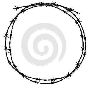 Silhouette of circle barbed wire