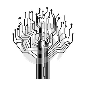 silhouette circuit board tree background
