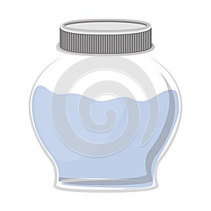 Silhouette circular glass container with water