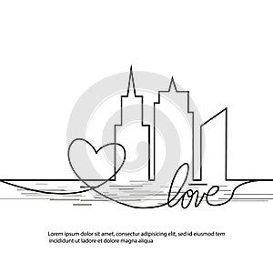 Silhouette of the city in a flat style. Modern urban landscape. Vector illustrations. City skyscrapers building office