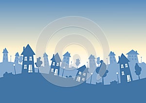 Silhouette city houses skyline photo