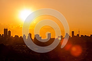 Silhouette City Sunset Urban landscape in Johannesburg South Africa