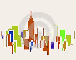 Silhouette cityscape illustration background. NYC City. NY