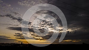 Silhouette of cityscaper buildings during a sunset