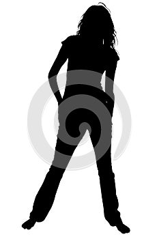 Silhouette With Clipping Path of Brefoot Teen