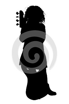 Silhouette With Clipping Path of Girl with Bass Guitar