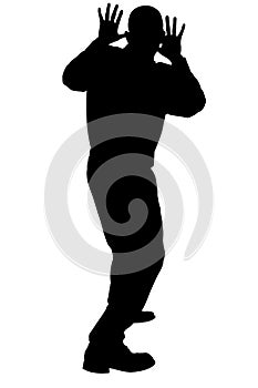 Silhouette With Clipping Path of Man Cowering