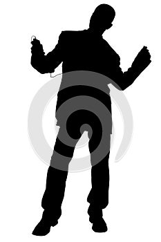 Silhouette With Clipping Path of Man in Suit Dancing Wearing Headphones photo