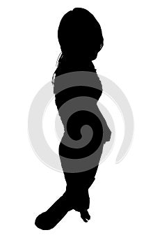 Silhouette With Clipping Path of Shy Girl