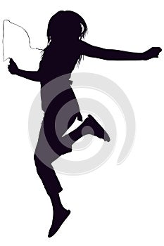 Silhouette With Clipping Path of Teen Jumping