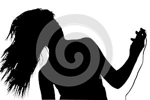 Silhouette With Clipping Path of Woman with Digital Music Player