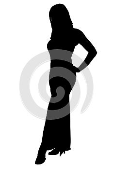 Silhouette With Clipping Path of Woman in Formal Dress