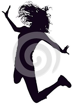 Silhouette With Clipping Path of Woman Jumping