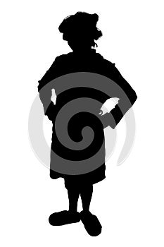 Silhouette With Clipping Path of Woman in Rollers and Slippers.
