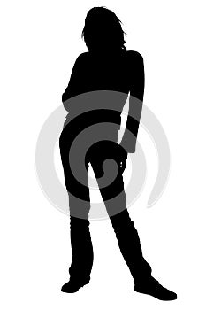 Silhouette With Clipping Path Woman Standing