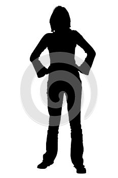 Silhouette With Clipping Path Woman Standing with Hands on Hips