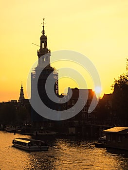 Silhouette clock tower