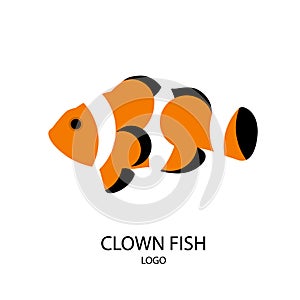 The silhouette of clownfish. Flat design. Vector illustration