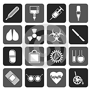Silhouette collection of medical themed icons and warning-signs