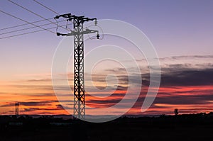 Silhouette of a communications tower