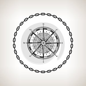 Silhouette compass rose on a light background