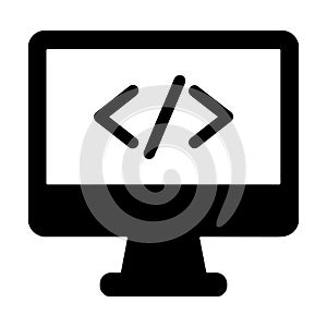 Code Screen Silhouette Icon â Programming and Development Symbol