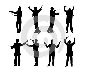 Silhouette of conductor set vector illustration.