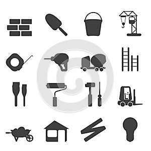 Silhouette Construction and Building Icon Set