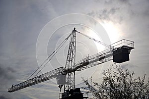 Silhouette of the construction crane,  Toronto, Ontario, Canada