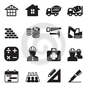 Silhouette Construction icon Set