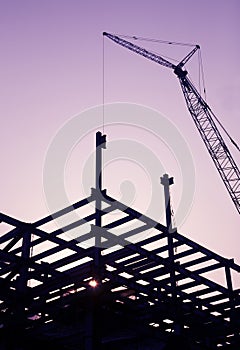 Silhouette of construction site