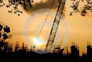 Silhouette construction site