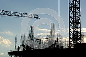 Silhouette of construction worker