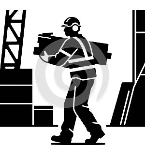 silhouette of a construction worker